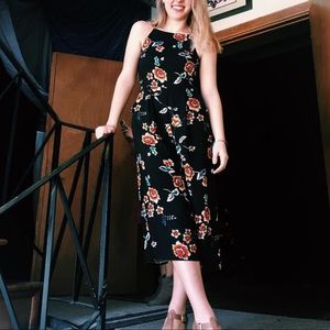 Black Floral Long Panted Romper